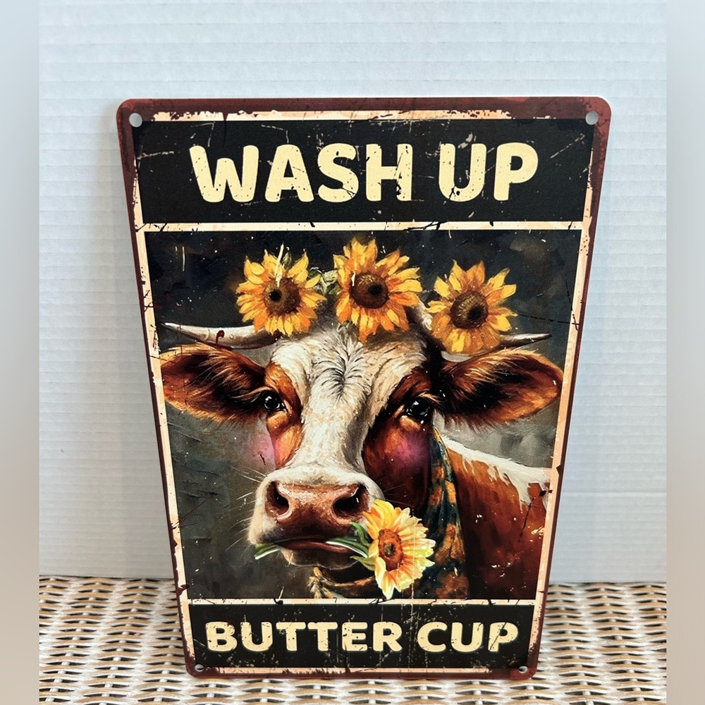 Wash up buttercup metal sign 8x12
